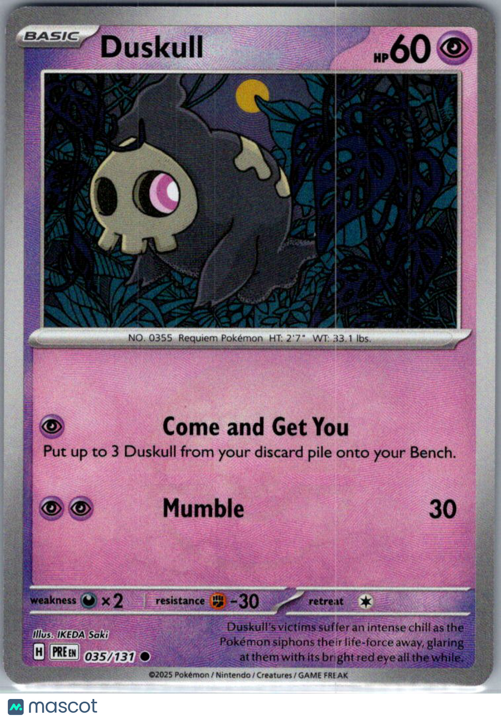 2025 Prismatic Evolutions Duskull Reverse Holo Pokeball #35/131