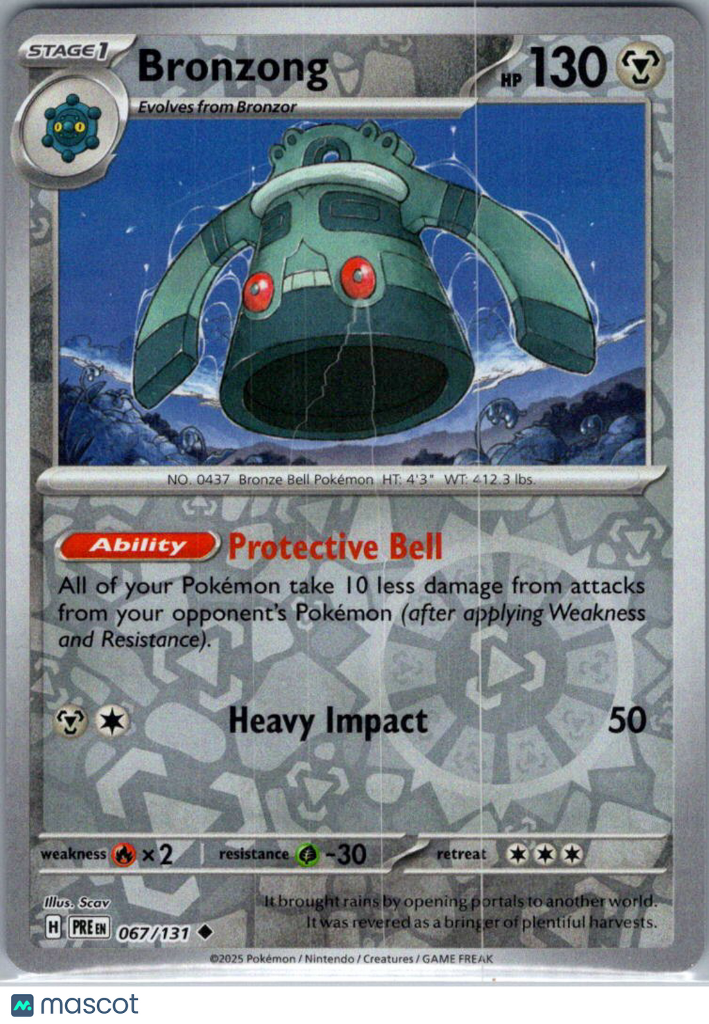2025 Prismatic Evolutions Bronzong Reverse Holo Uncommon #67/131