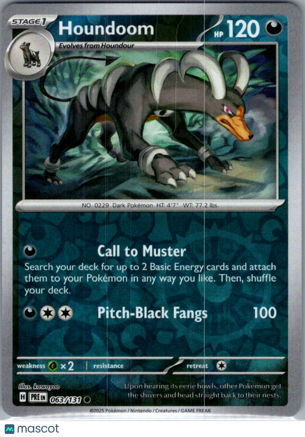 2025 Prismatic Evolutions Houndoom Reverse Holo #63/131