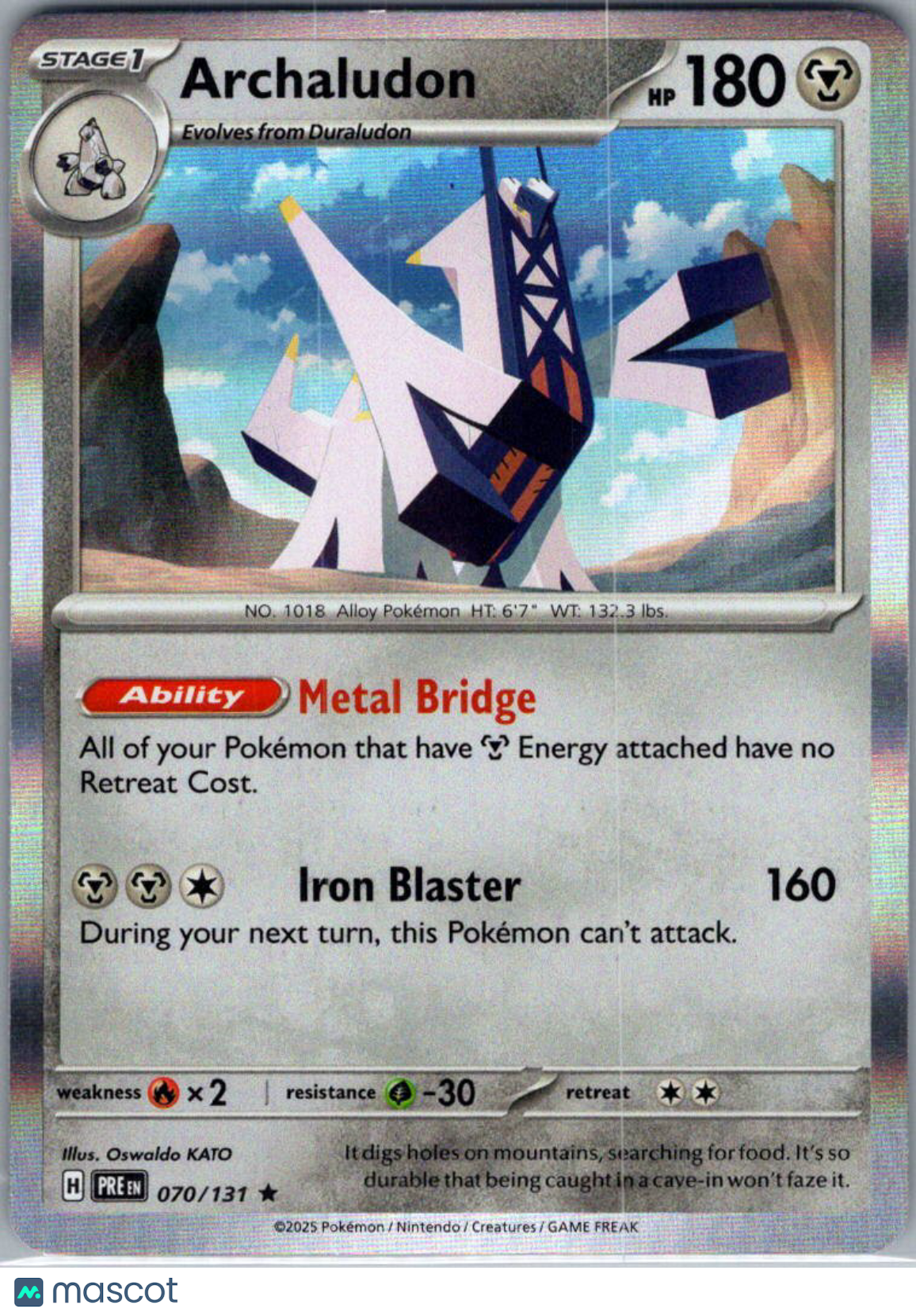 2025 Prismatic Evolutions Archaludon Reverse Holo Rare #70/131