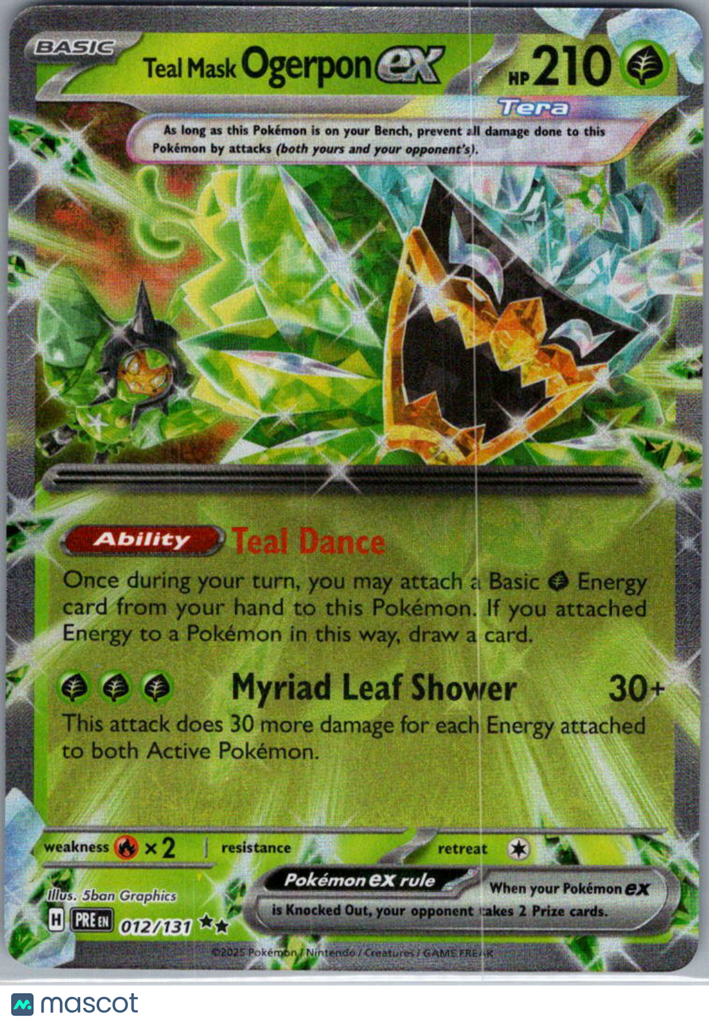 2025 Prismatic Evolutions Teal Mask Ogerpon EX Holo Double Rare RR #12/131