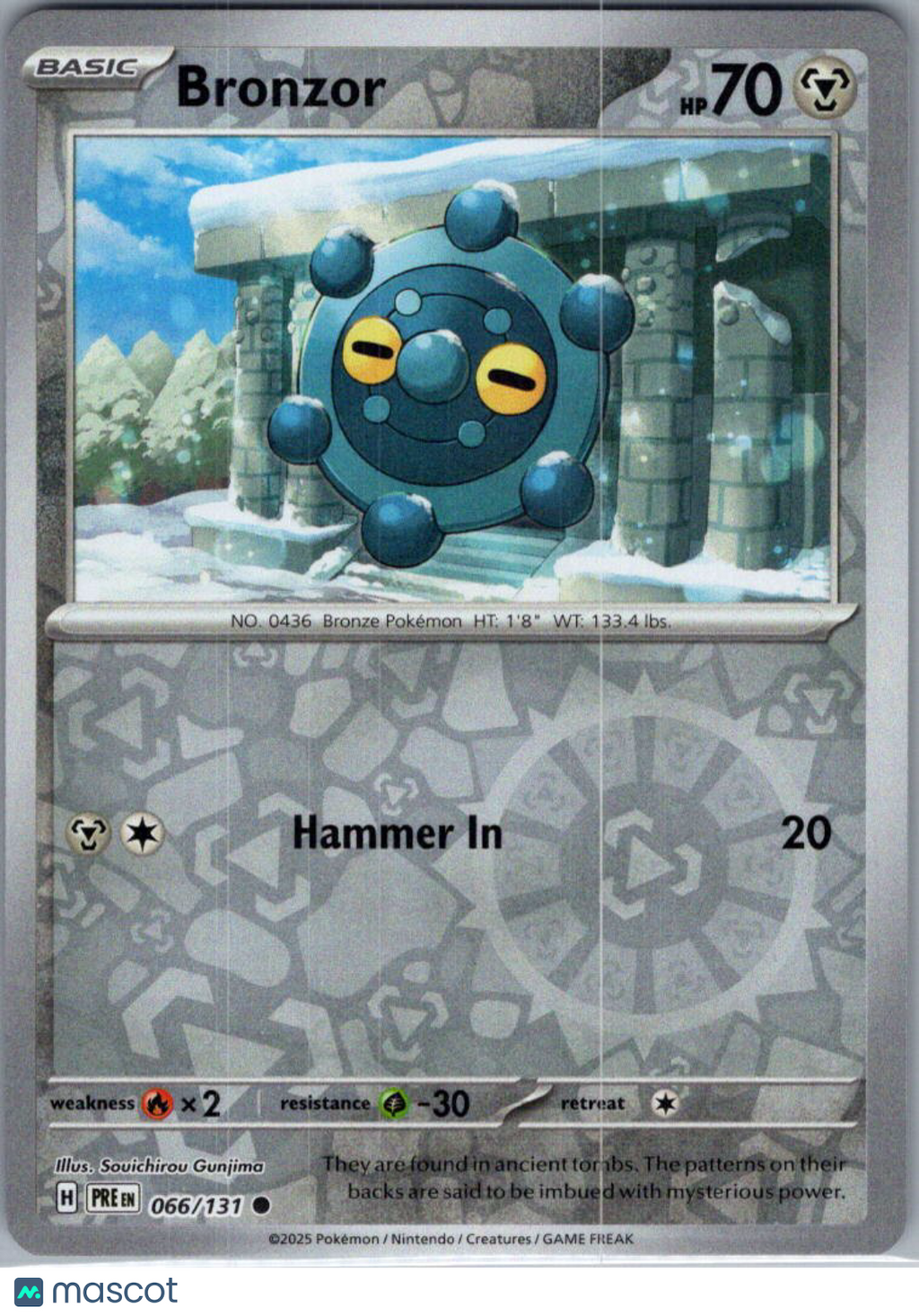 2025 Prismatic Evolutions Bronzor Reverse Holo #66/131