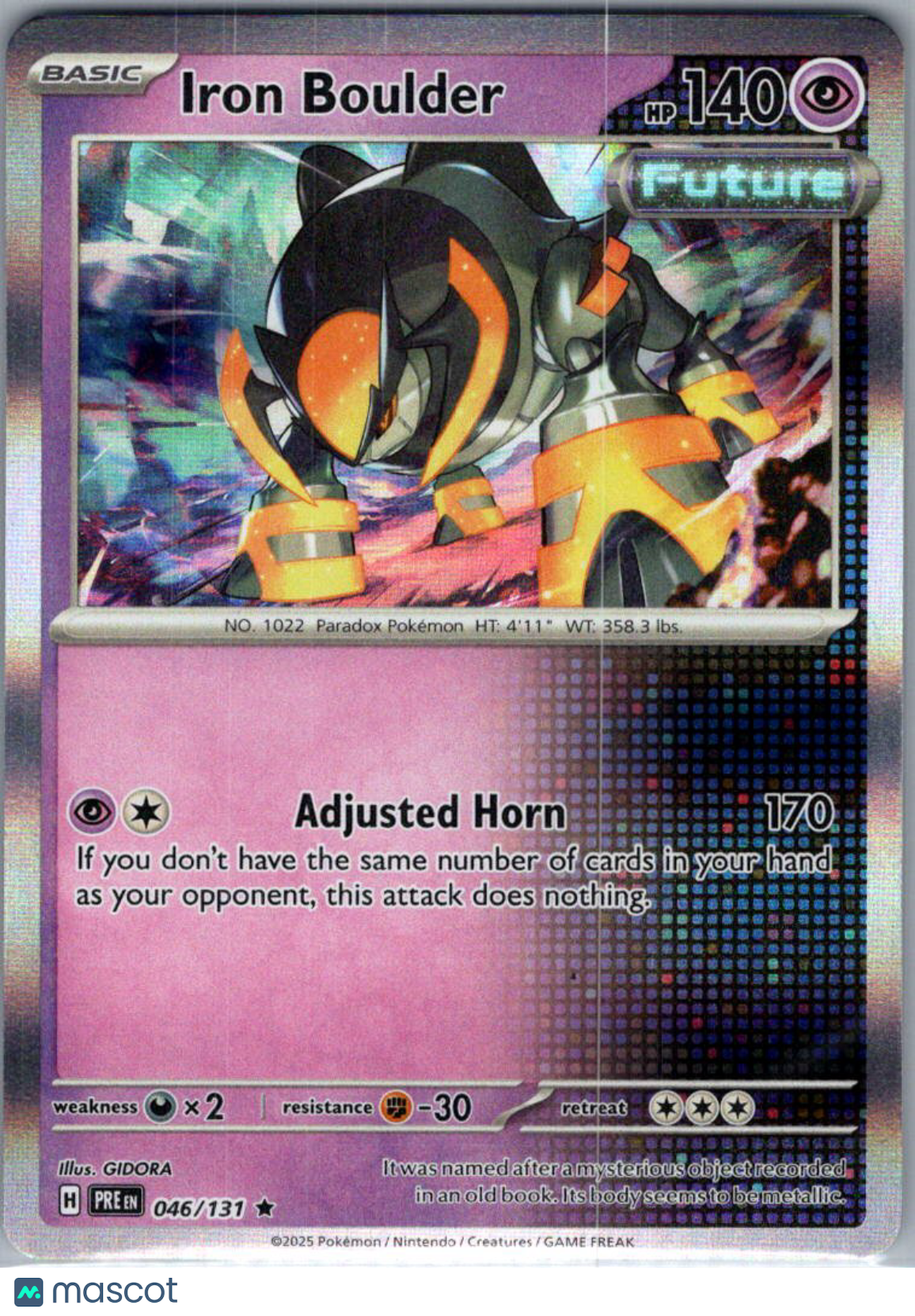 2025 Prismatic Evolutions Iron Boulder Reverse Holo Rare #46/131
