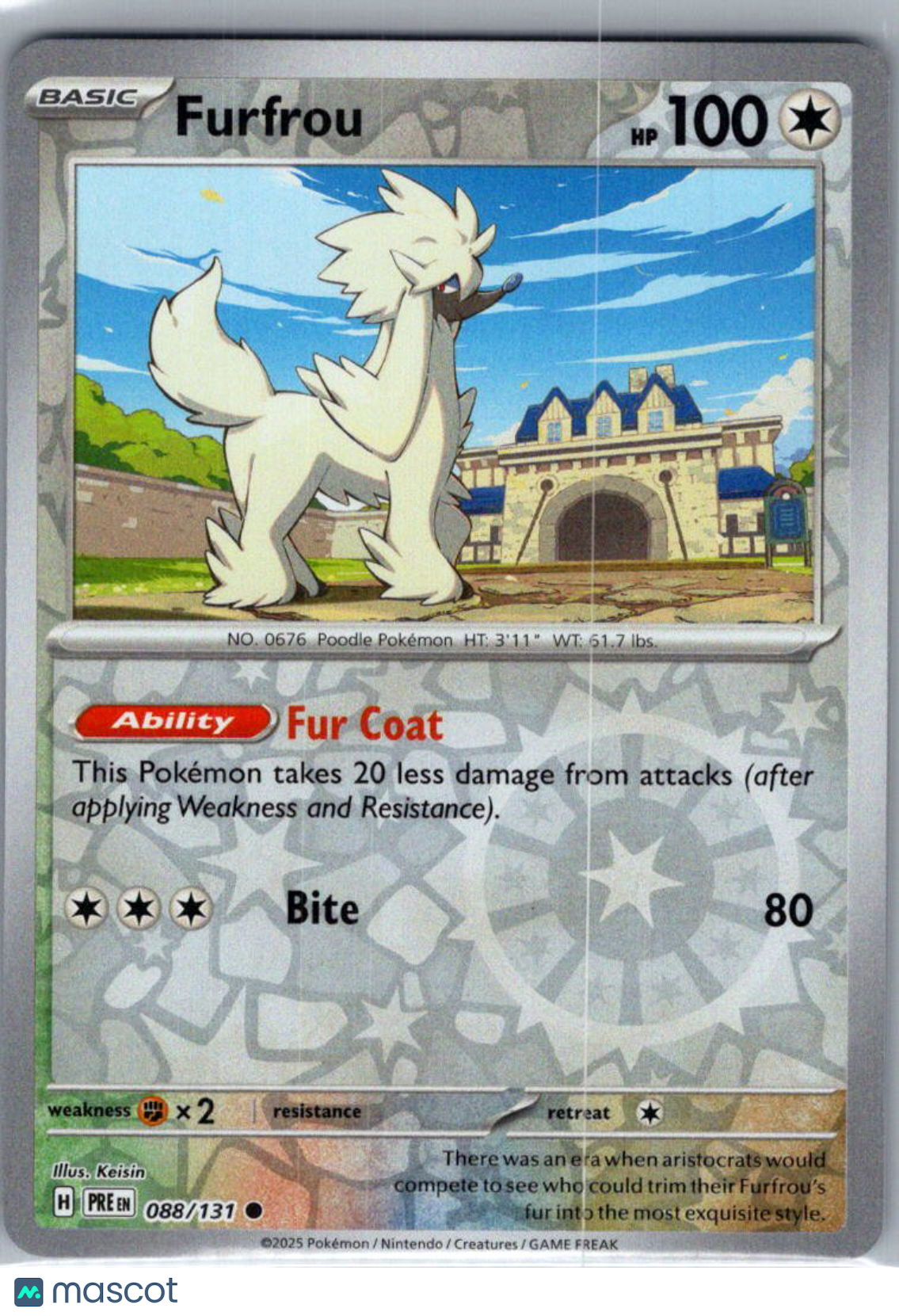 2025 Prismatic Evolutions Furfrou Reverse Holo #88/131