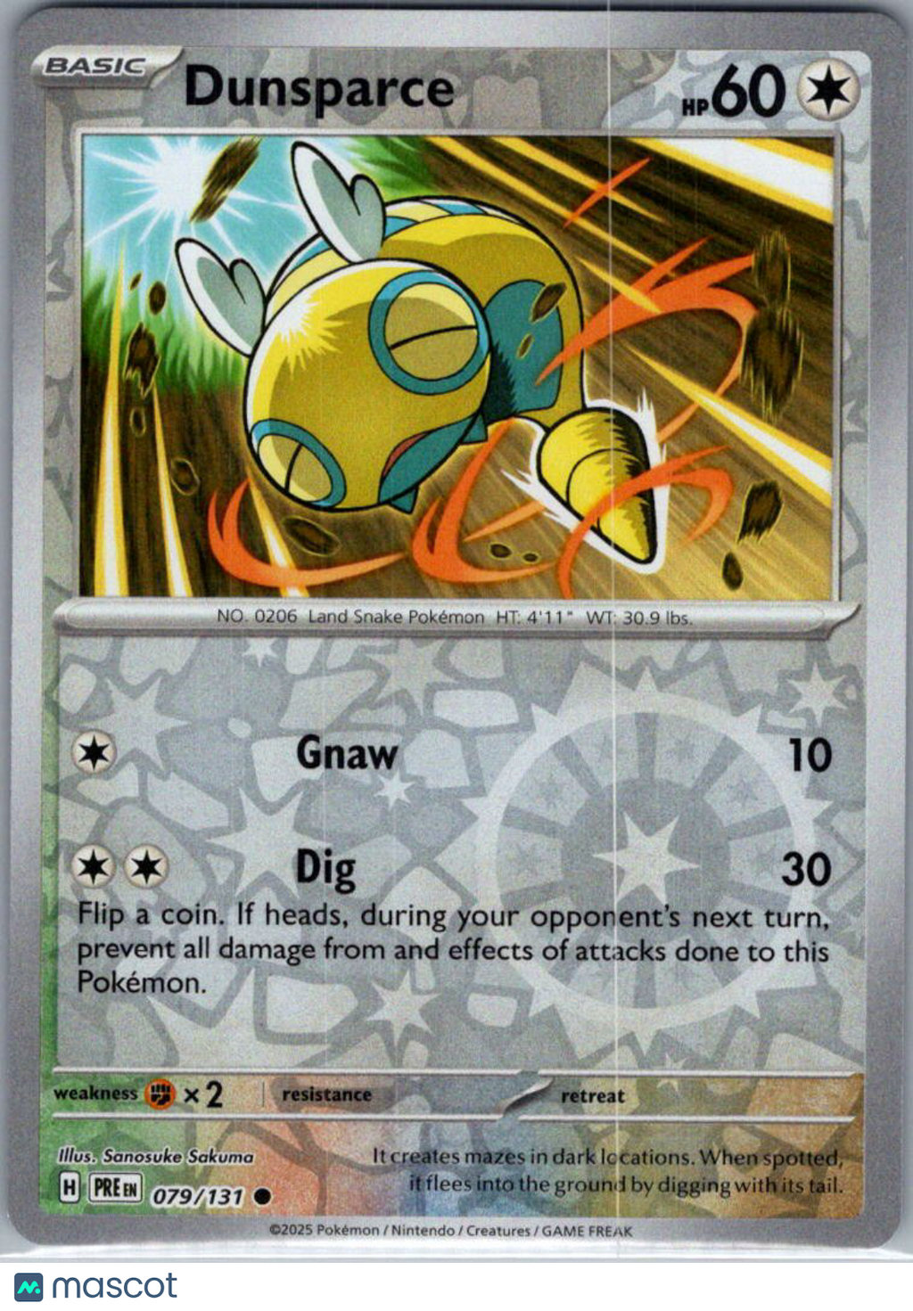 2025 Prismatic Evolutions Dunsparce Reverse Holo #79/131