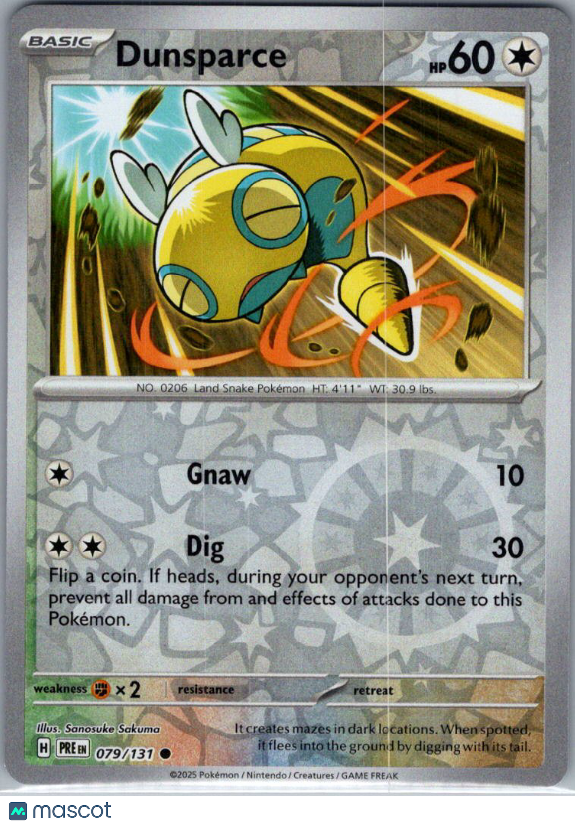 2025 Prismatic Evolutions Dunsparce Reverse Holo #79/131