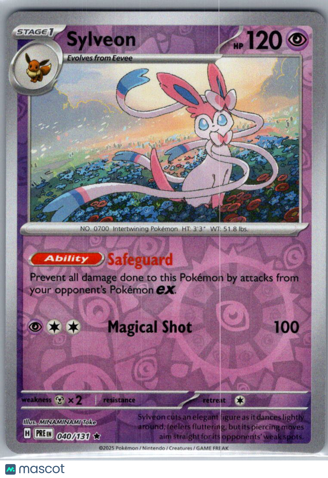 2025 Prismatic Evolutions Sylveon Reverse Holo Rare #40/131