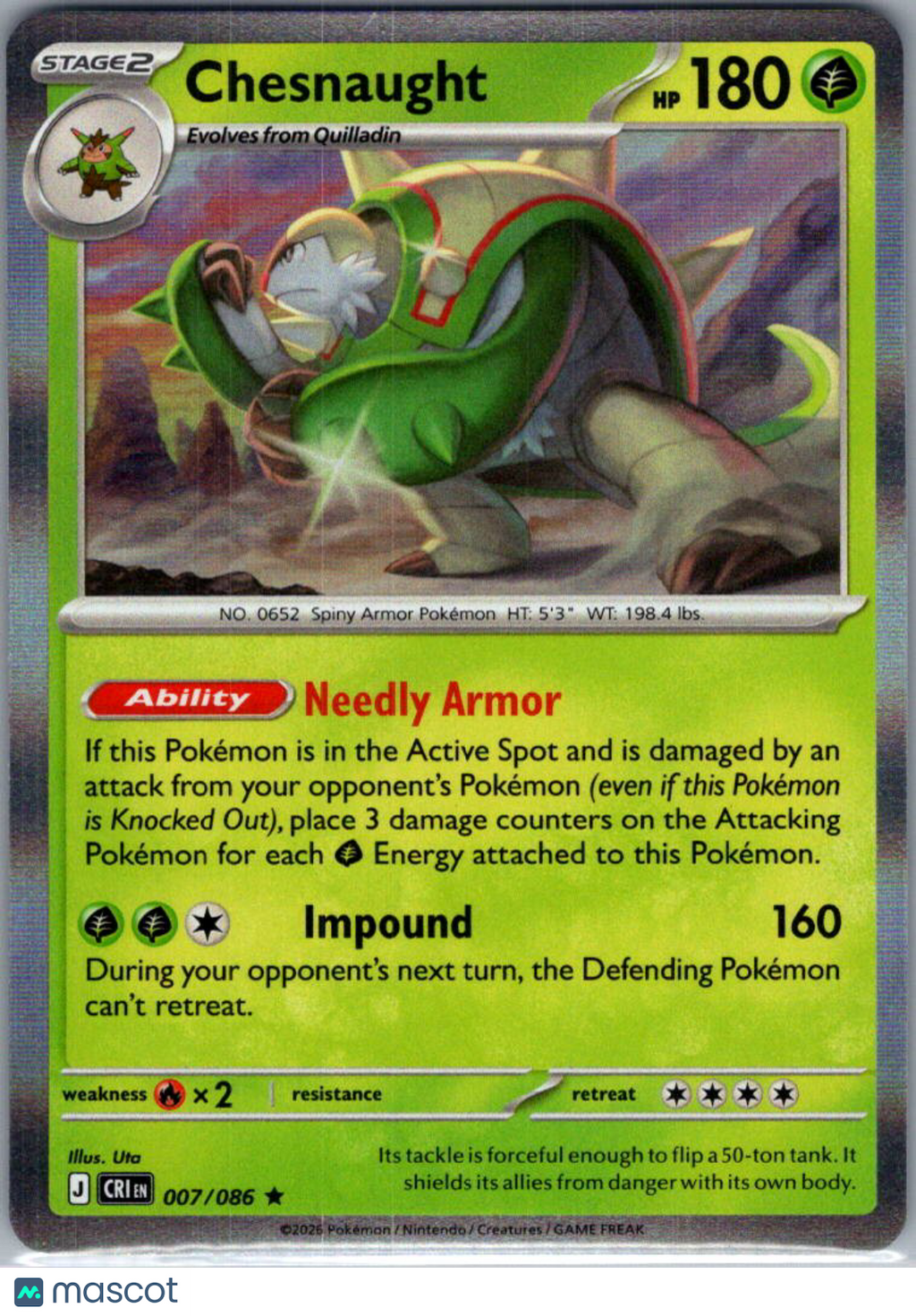 2026 Chaos Rising Chesnaught Holo Rare #7/86