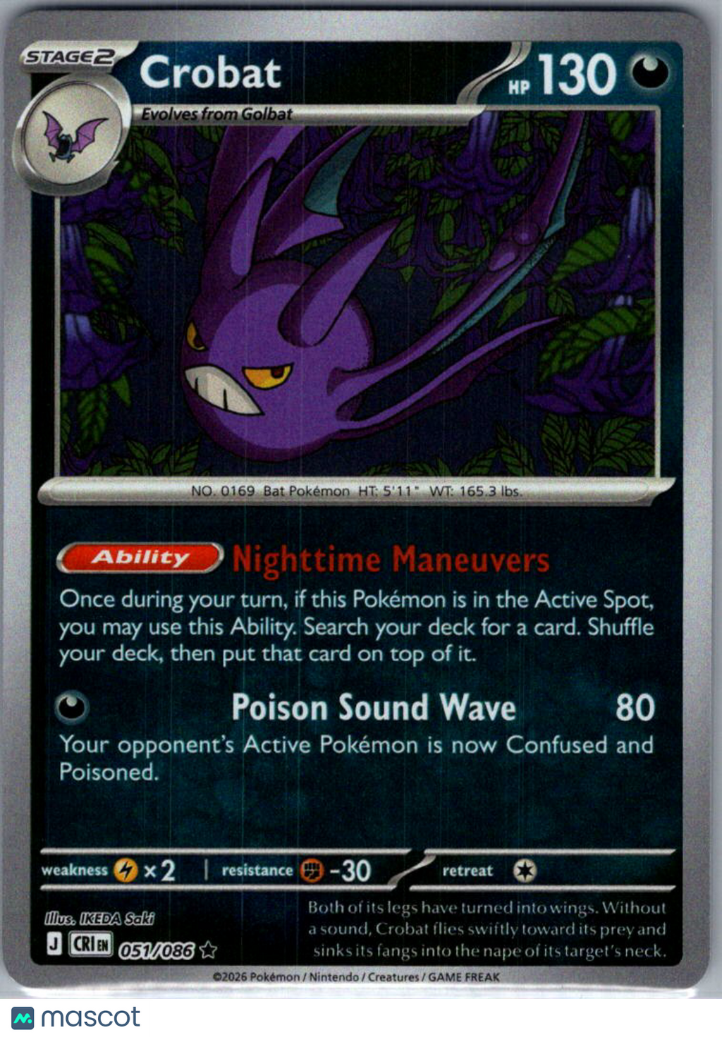2026 Chaos Rising Crobat Holo Rare #51/86