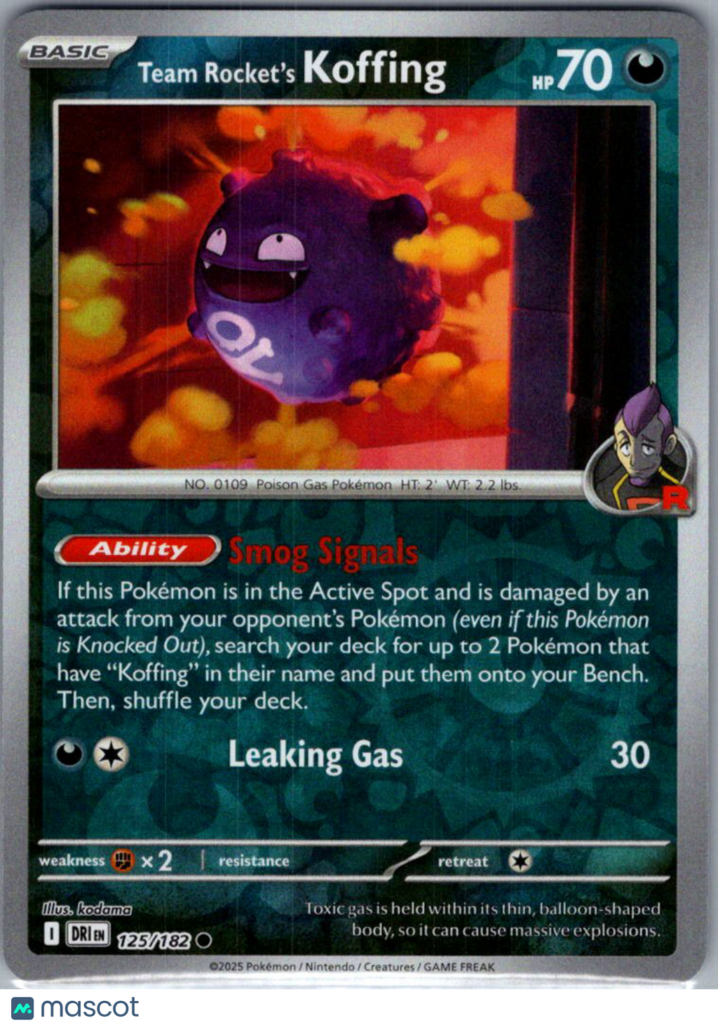 2025 Destined Rivals Team Rocket's Koffing Reverse Holo #125/182