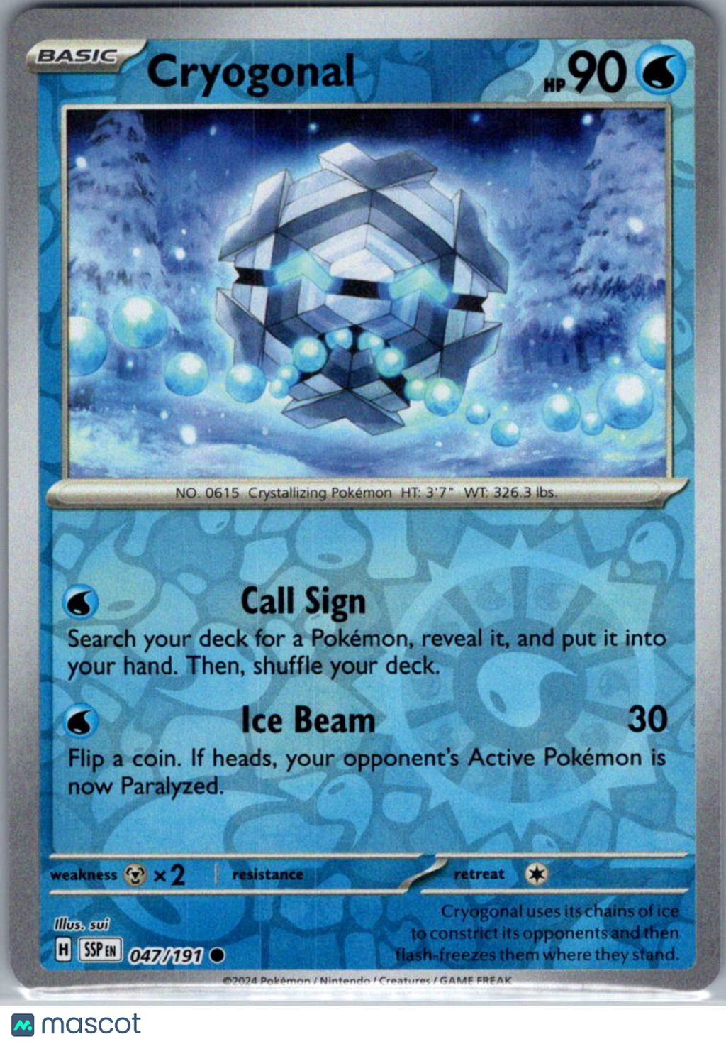 2024 Surging Sparks Cryogonal Reverse Holo #47/191