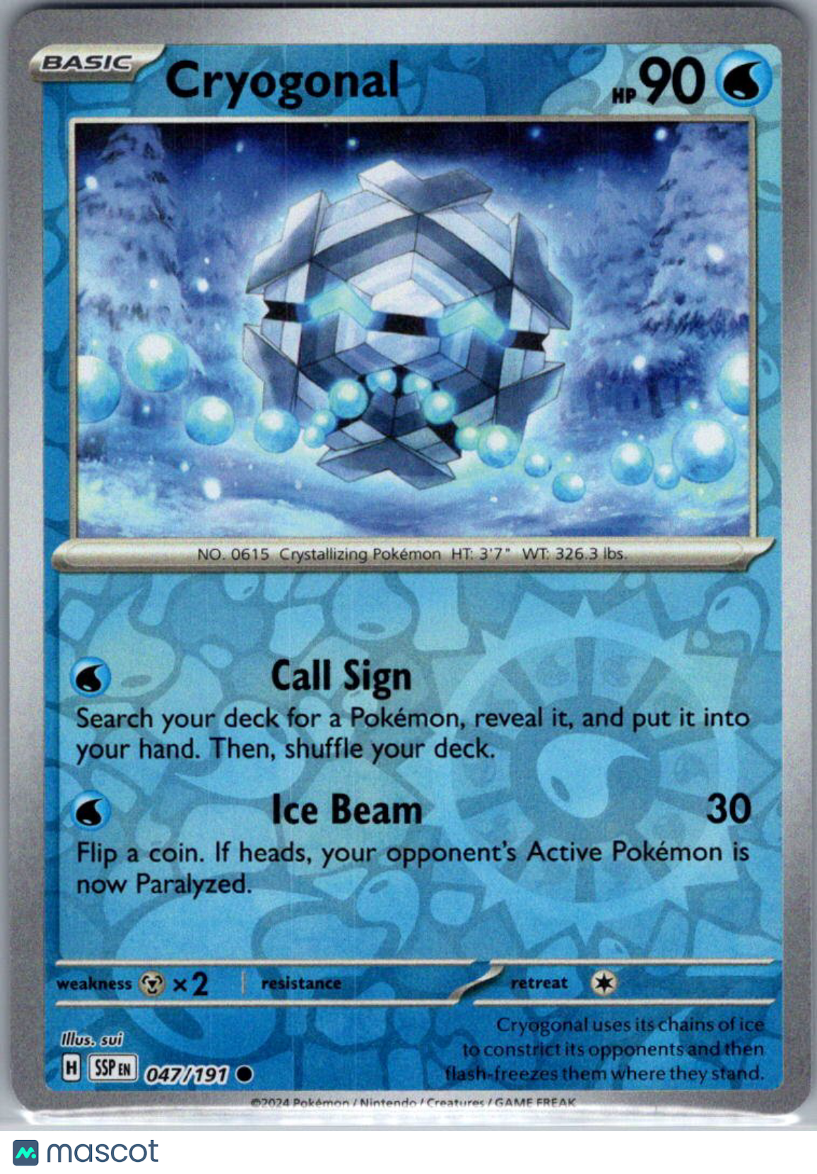 2024 Surging Sparks Cryogonal Reverse Holo #47/191
