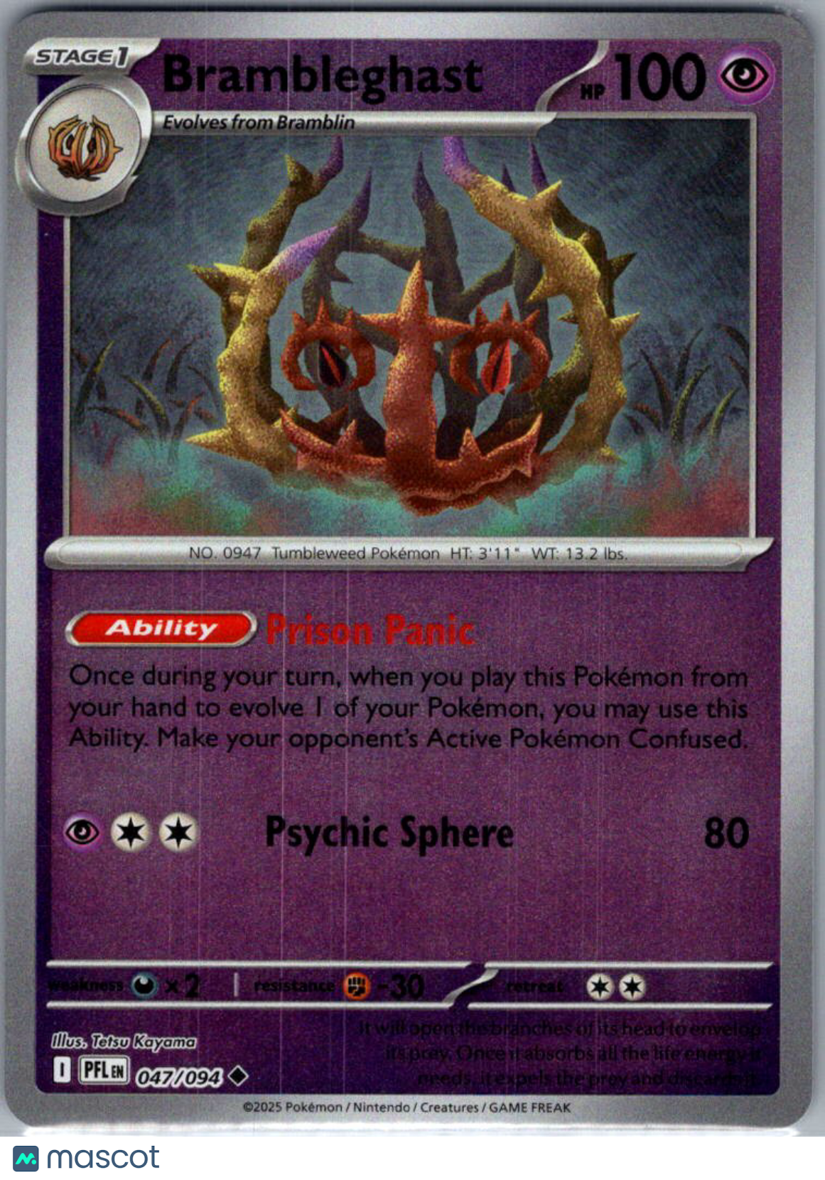 2025 Mega Evolution – Phantasmal Flames Brambleghast Reverse Holo Uncommon #47/94