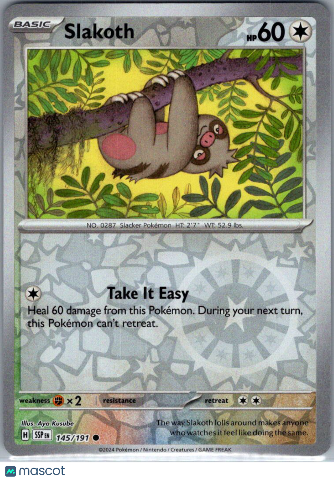 2024 Surging Sparks Slakoth Reverse Holo #145/191