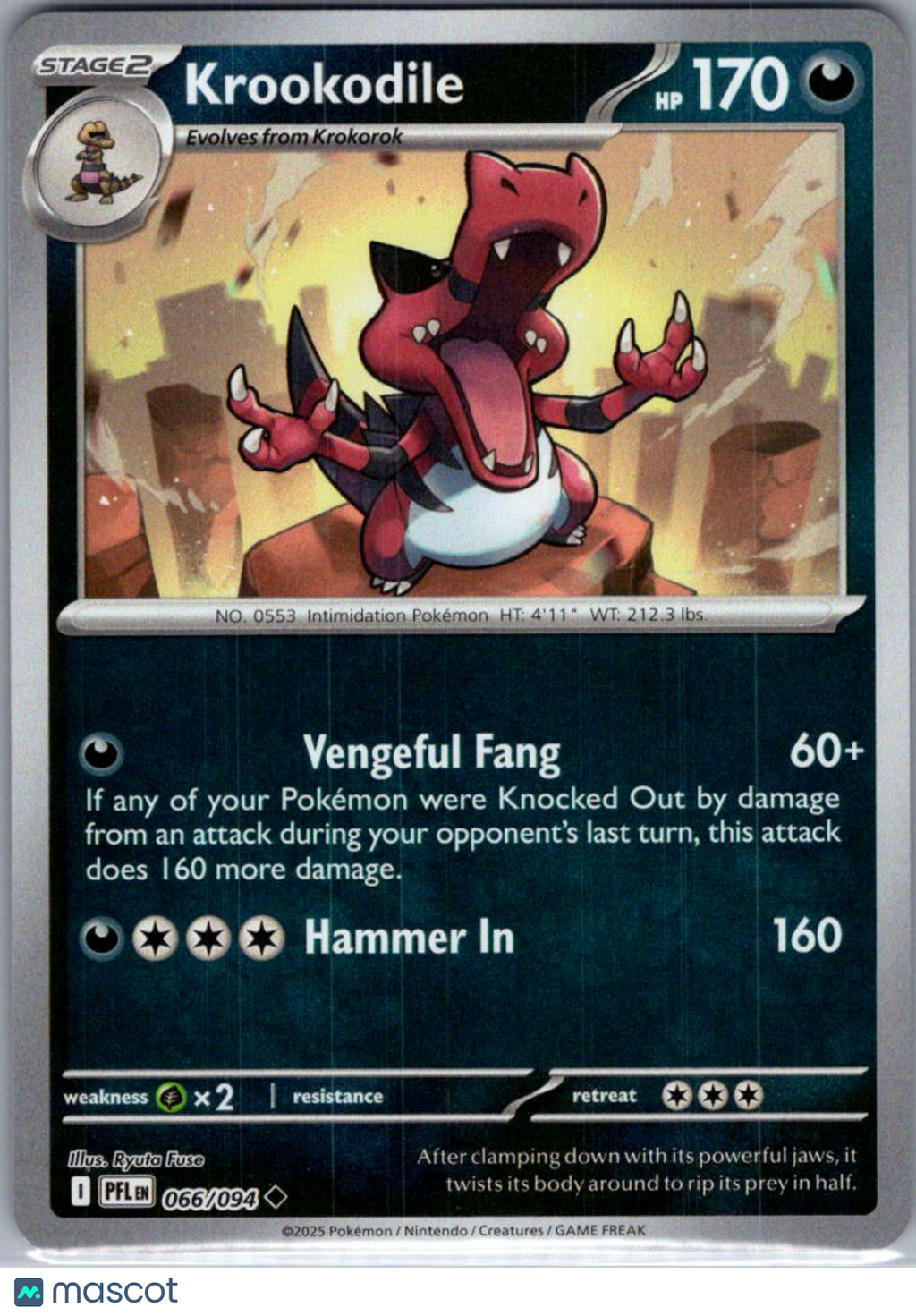 2025 Mega Evolution – Phantasmal Flames Krookodile Reverse Holo Uncommon #66/94