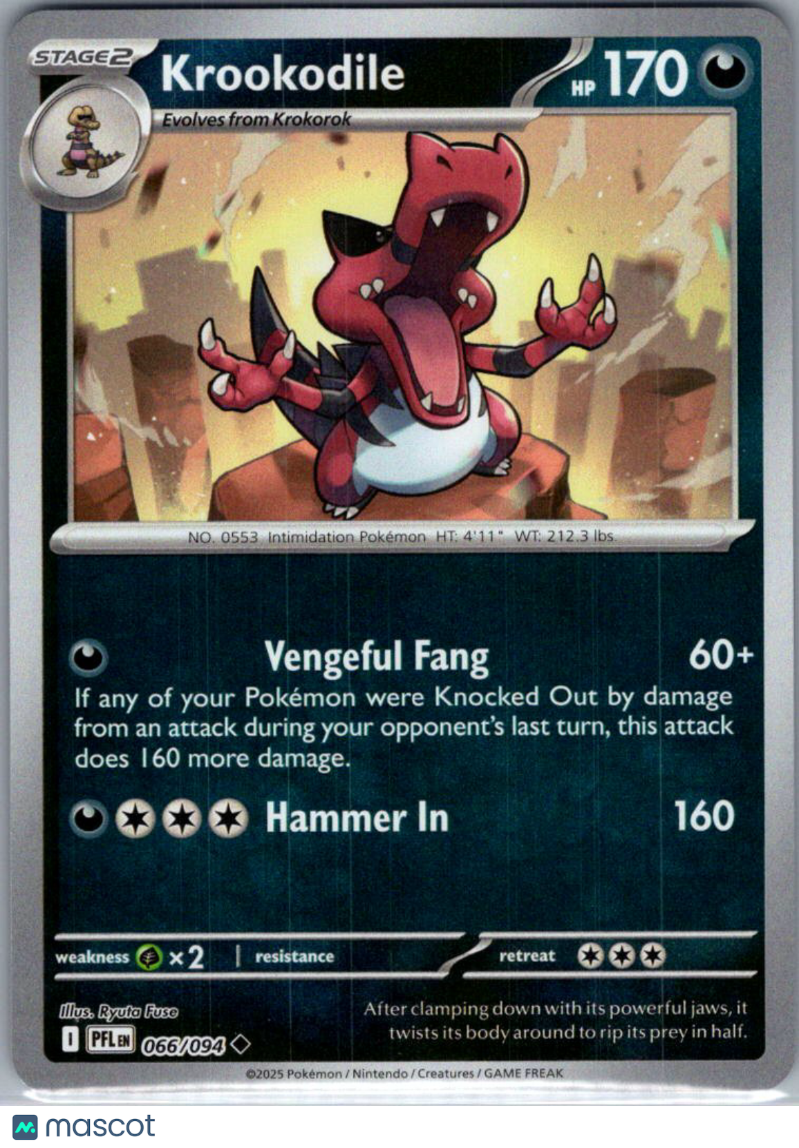 2025 Mega Evolution – Phantasmal Flames Krookodile Reverse Holo Uncommon #66/94