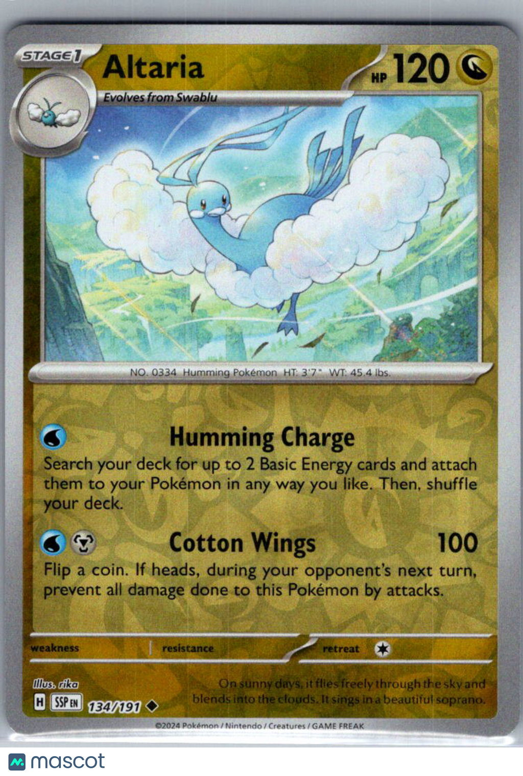 2024 Surging Sparks Altaria Reverse Holo Uncommon #134/191