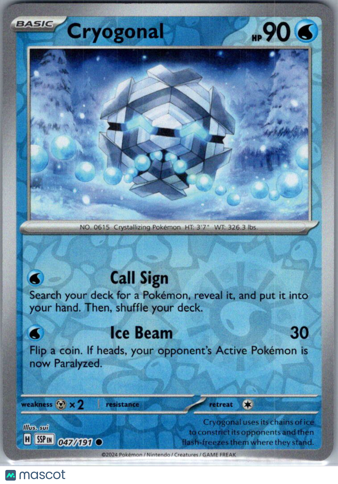2024 Surging Sparks Cryogonal Reverse Holo #47/191