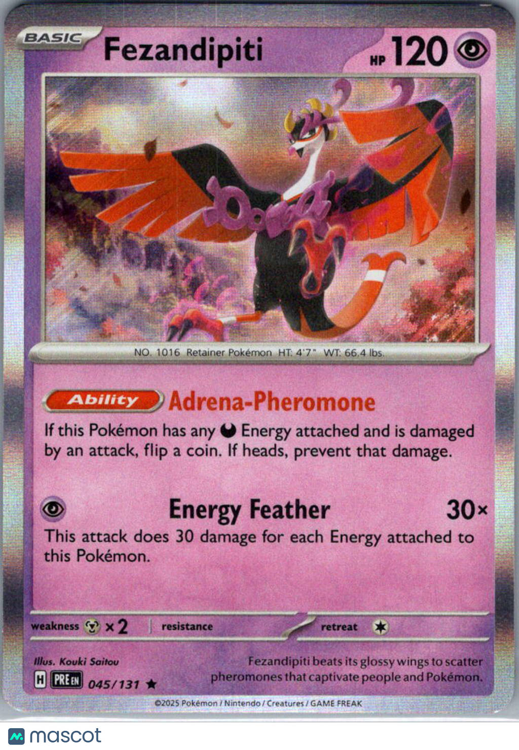 2025 Prismatic Evolutions Fezandipiti Reverse Holo Rare #45/131