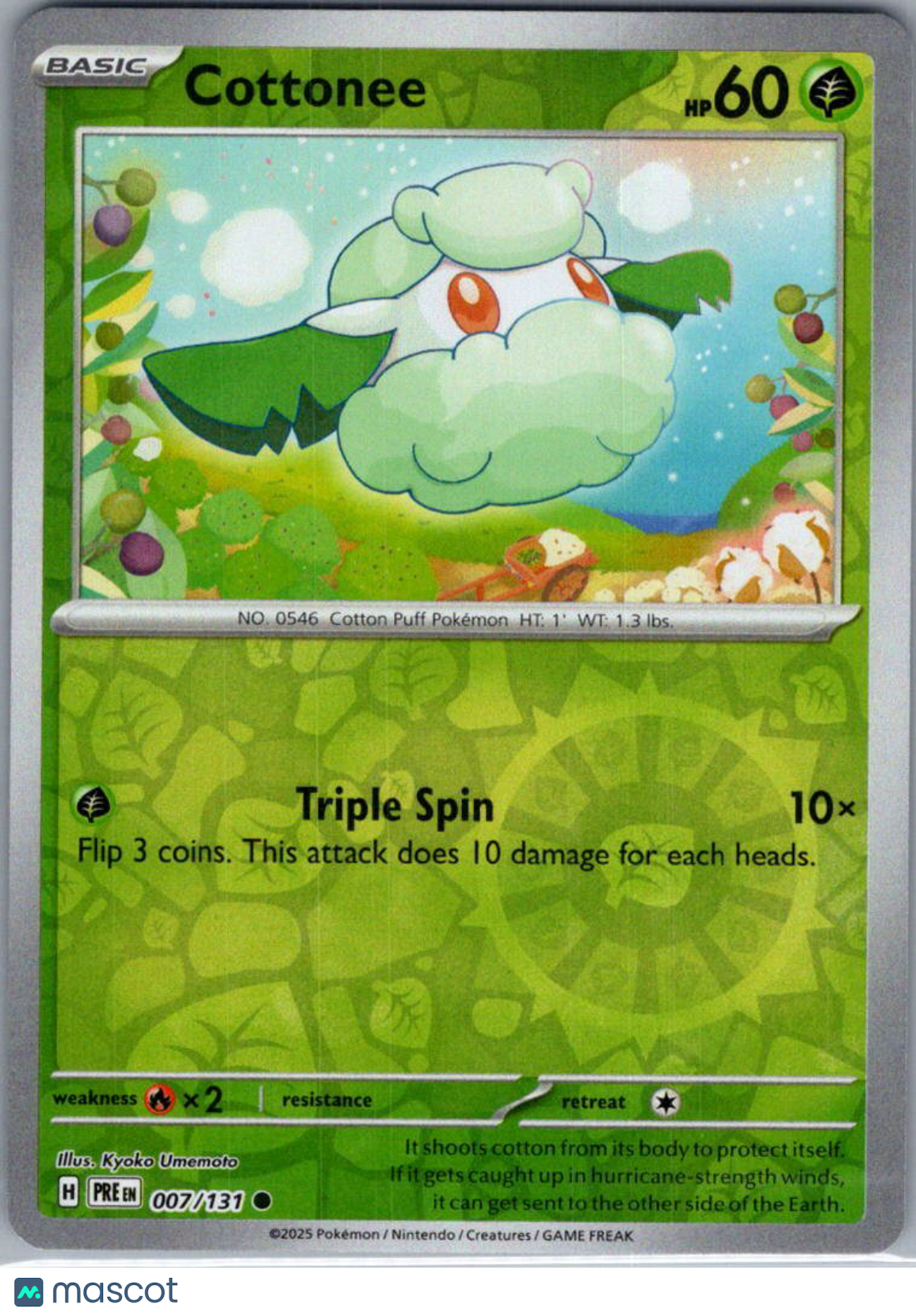 2025 Prismatic Evolutions Cottonee Reverse Holo #7/131
