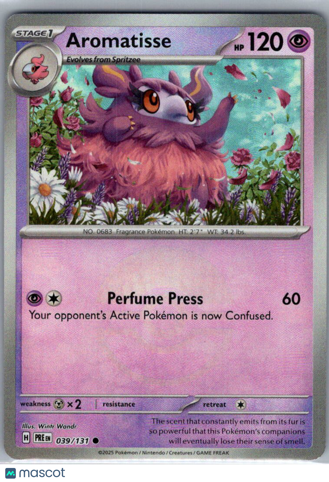 2025 Prismatic Evolutions Aromatisse Reverse Holo Pokeball #39/131