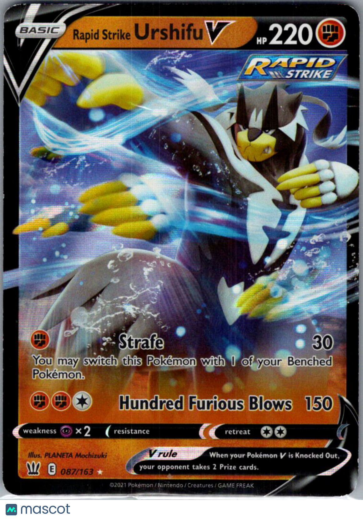 2021 Battle Styles Rapid Strike Urshifu V Holo Rare RR #87/163