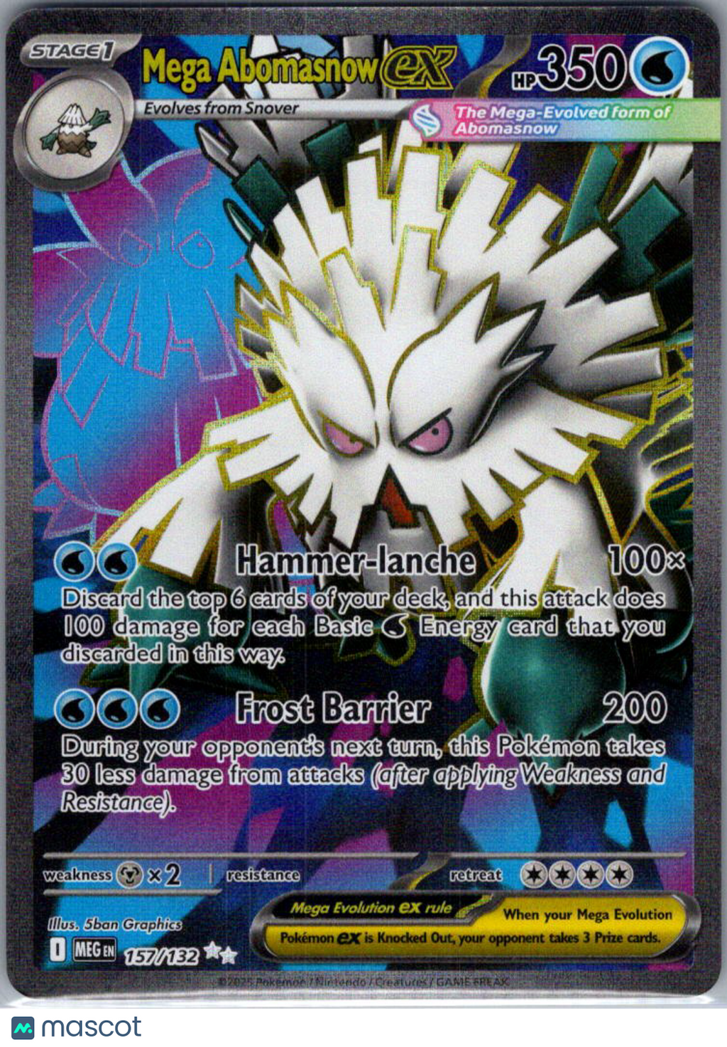 2025 Mega Evolution Mega Abomasnow EX Holo Secret Rare FA #157/132