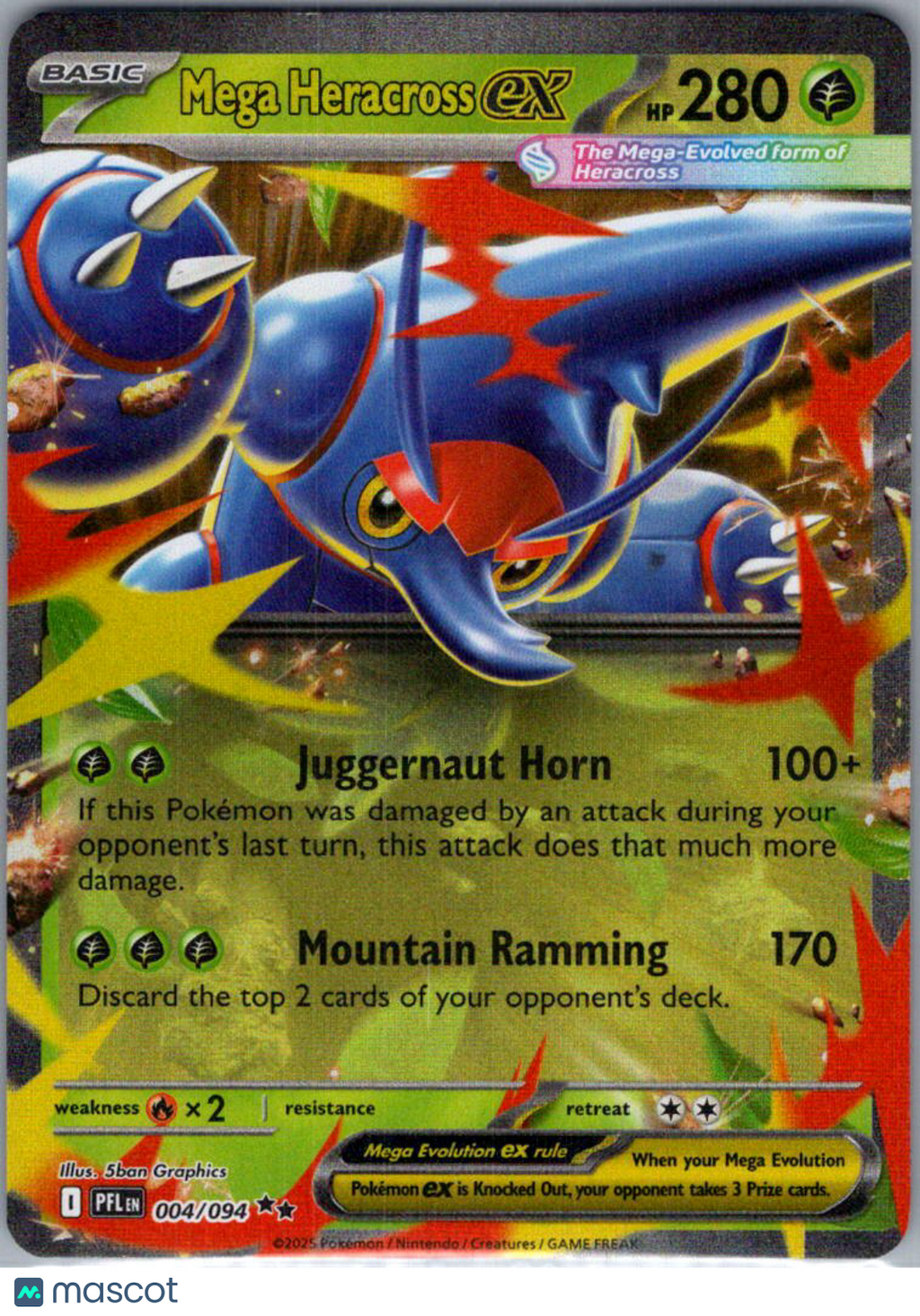 2025 Crimson Haze Mega Heracross EX Holo Double Rare RR #4/94