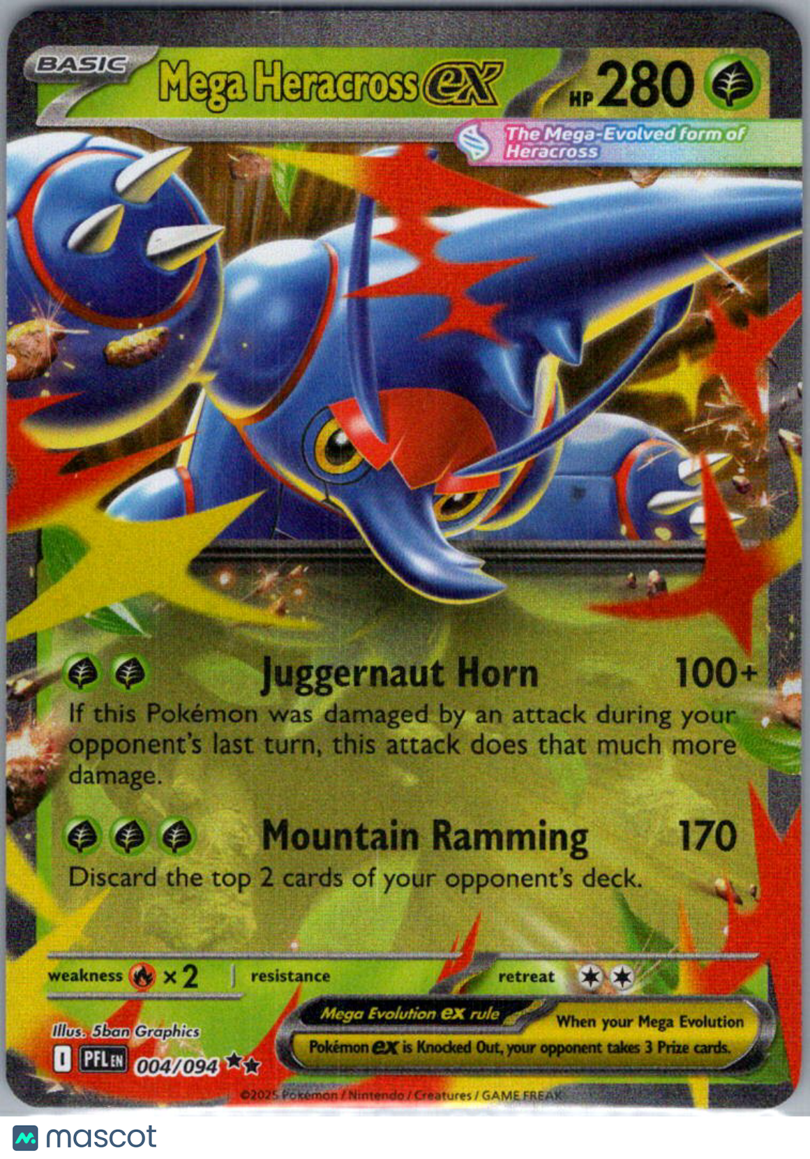 2025 Crimson Haze Mega Heracross EX Holo Double Rare RR #4/94