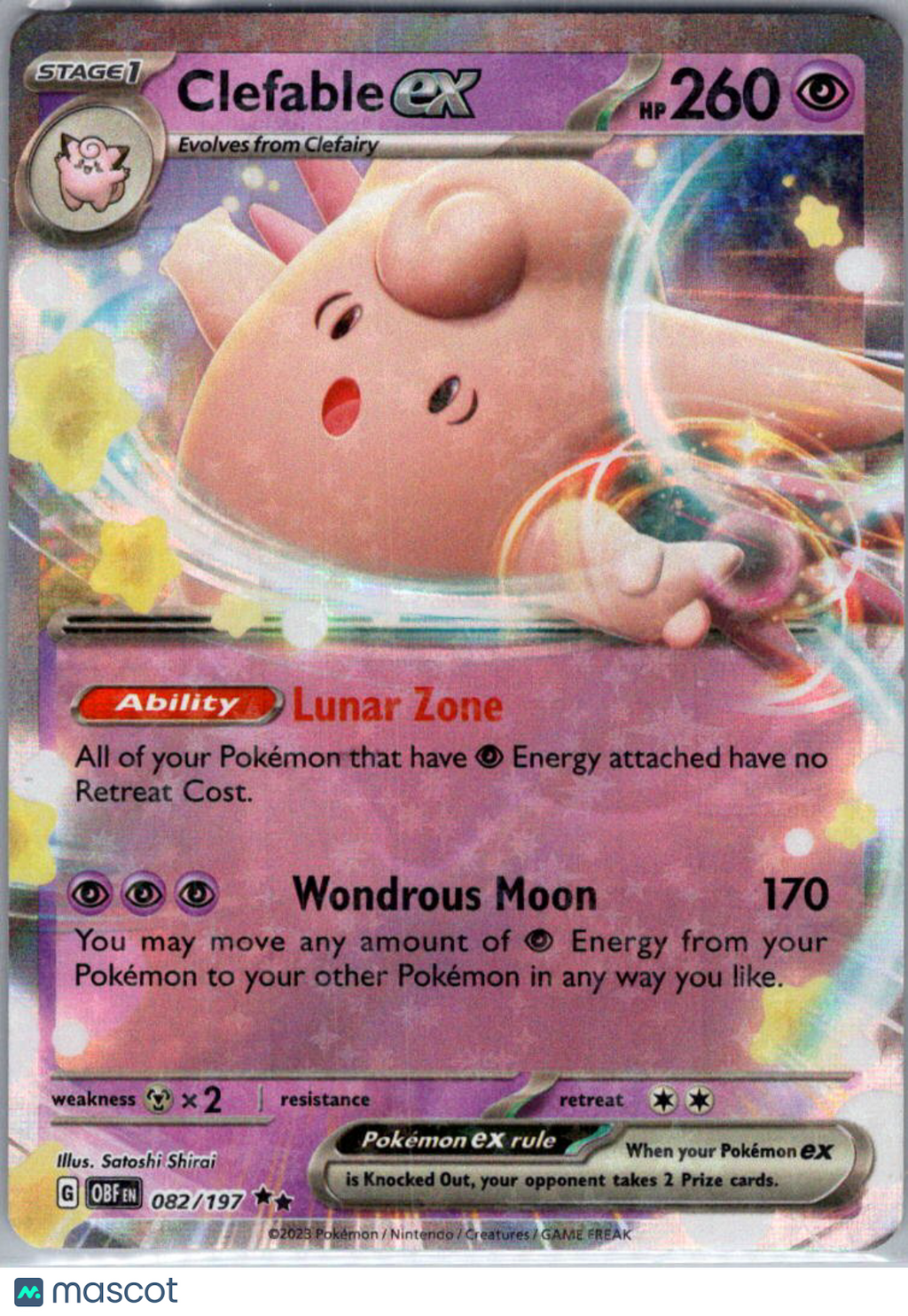 2023 Obsidian Flames Clefable EX Holo Double Rare RR #82/197