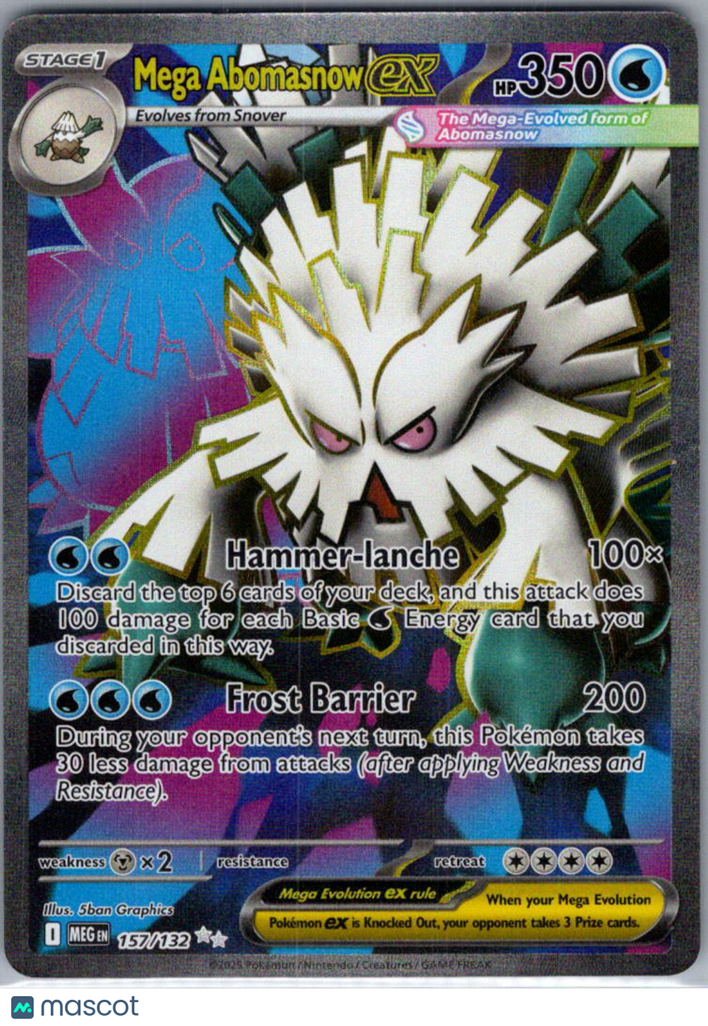 2025 Mega Evolution Mega Abomasnow EX Holo Secret Rare FA #157/132