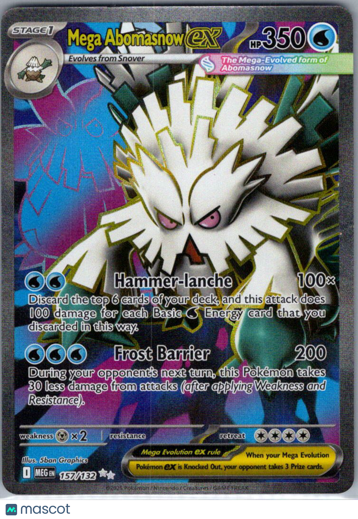 2025 Mega Evolution Mega Abomasnow EX Holo Secret Rare FA #157/132
