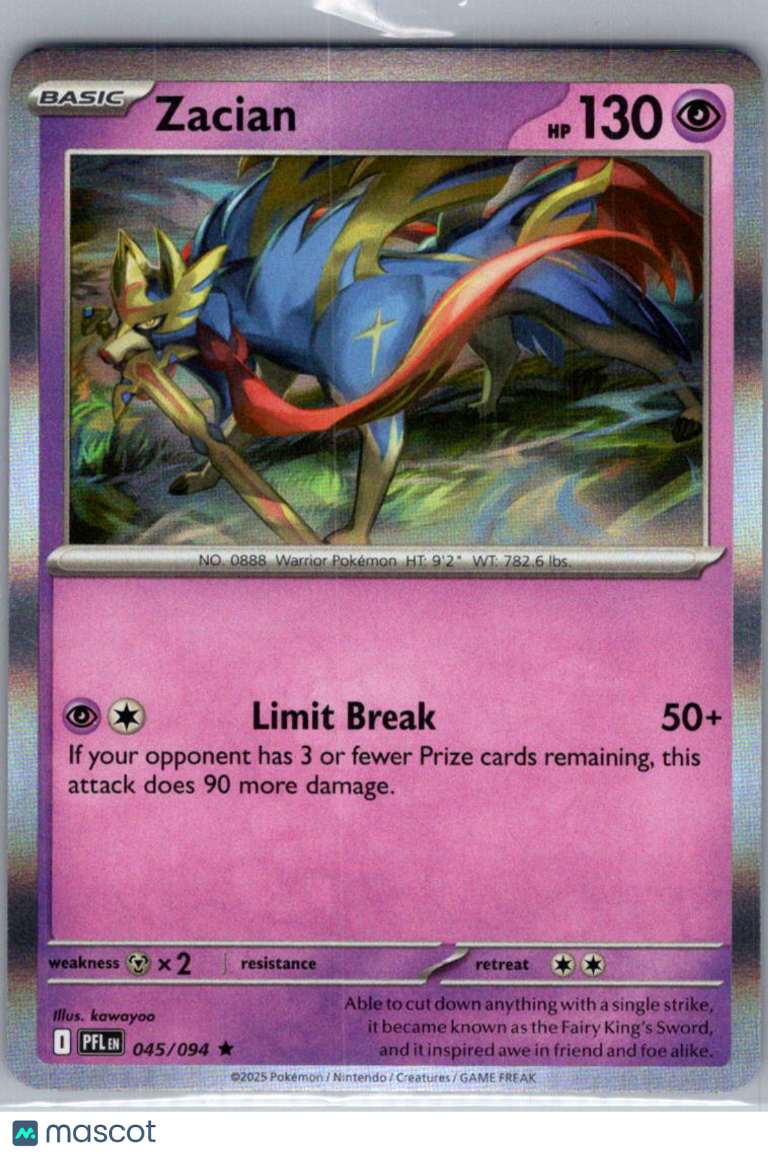 2025 Mega Evolution – Phantasmal Flames Zacian Holo Rare #45/94