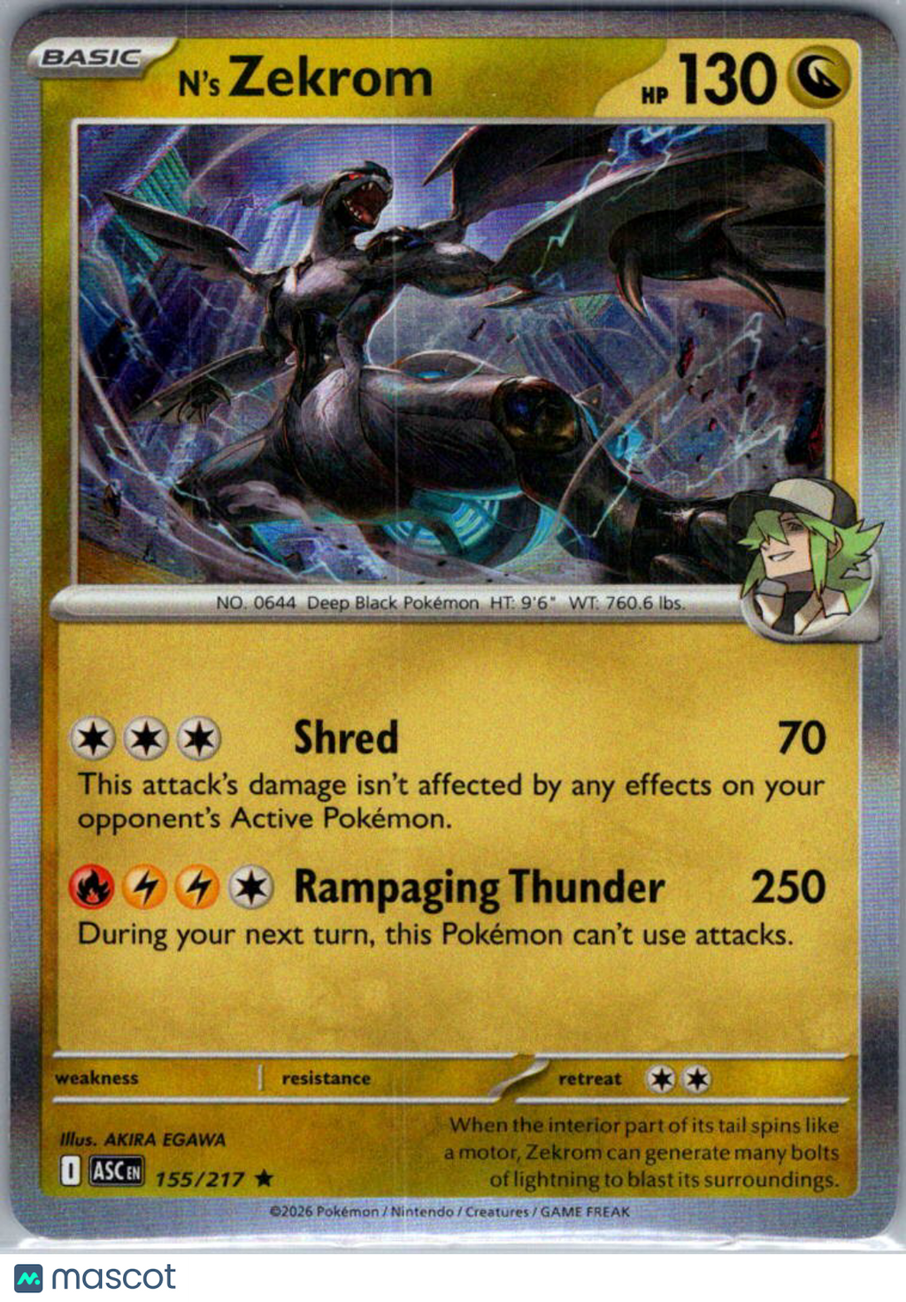 2026 Mega Evolution – Ascended Heroes N'S Zekrom Holo Rare CHR #155/217