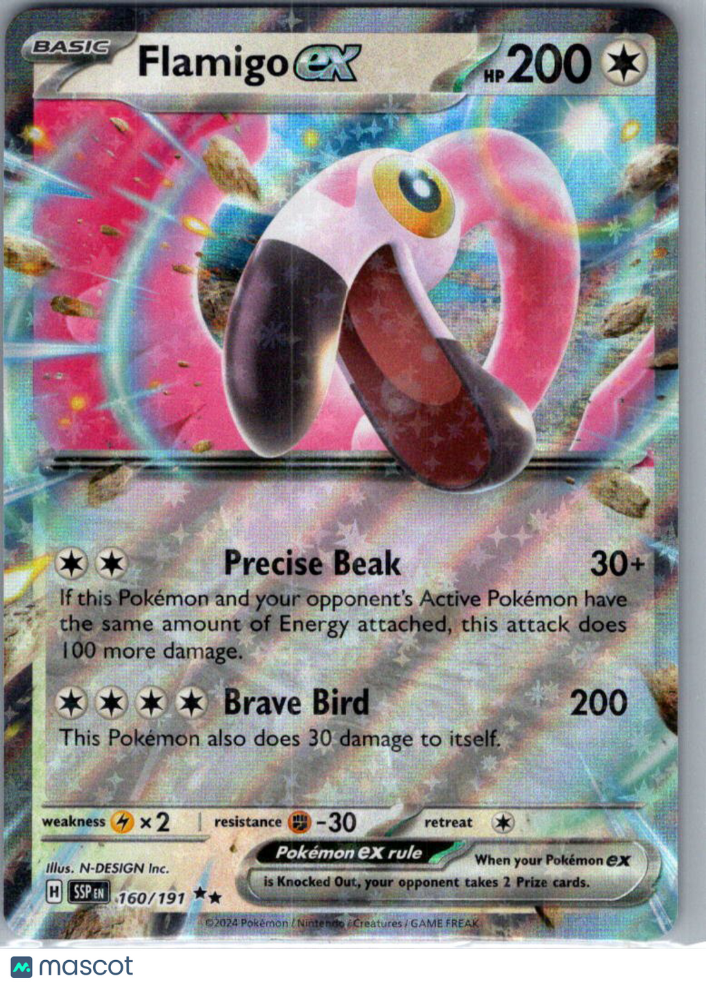 2024 Surging Sparks Flamigo EX Holo Double Rare RR #160/191