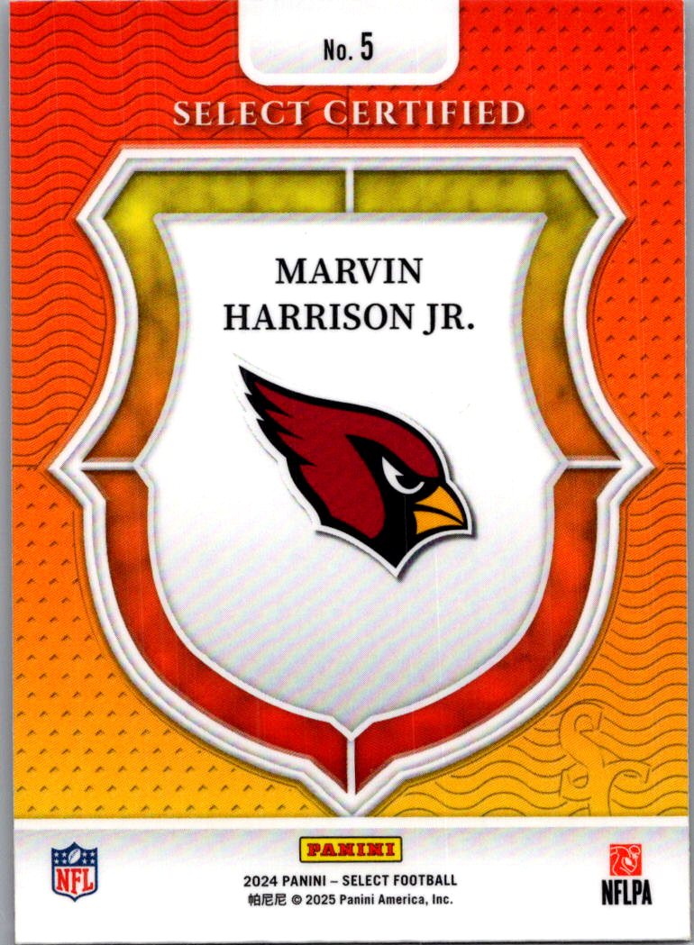 2025 Panini Select Select Certified Marvin Harrison Jr. #5 RC