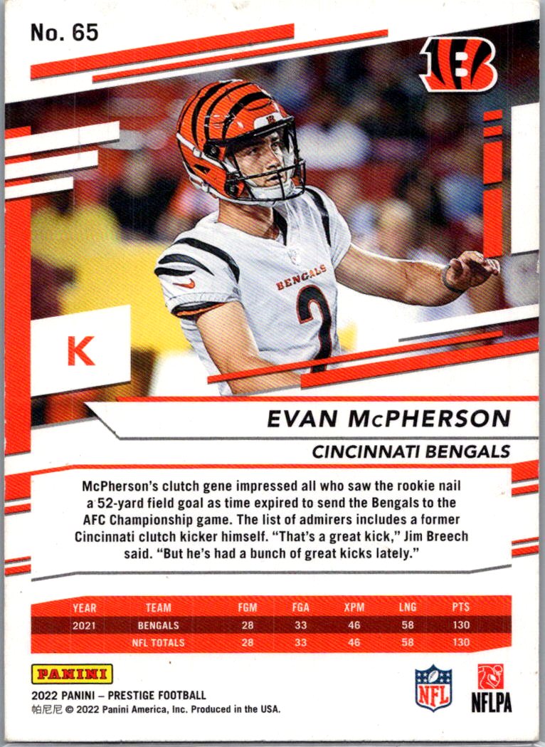 2022 Panini Prestige Evan McPherson #65 Xtra Points