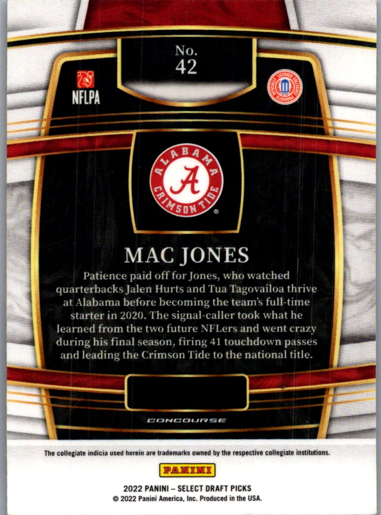 2022 Panini Select Draft Picks Mac Jones #42