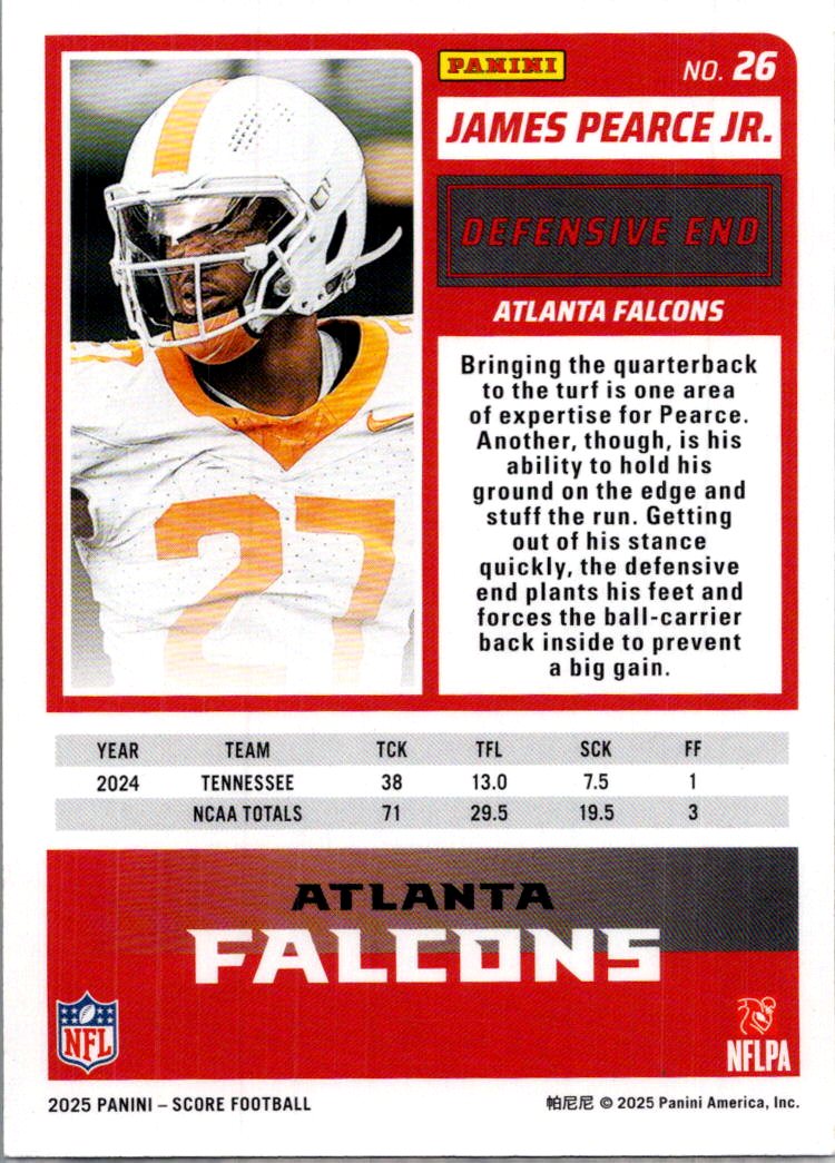 2025 Panini Score James Pearce Jr. #26 Green RC