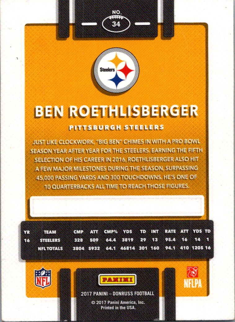 2017 Donruss Ben Roethlisberger #34