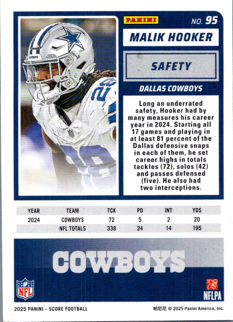 2025 Panini Score Football Malik Hooker #95 Green