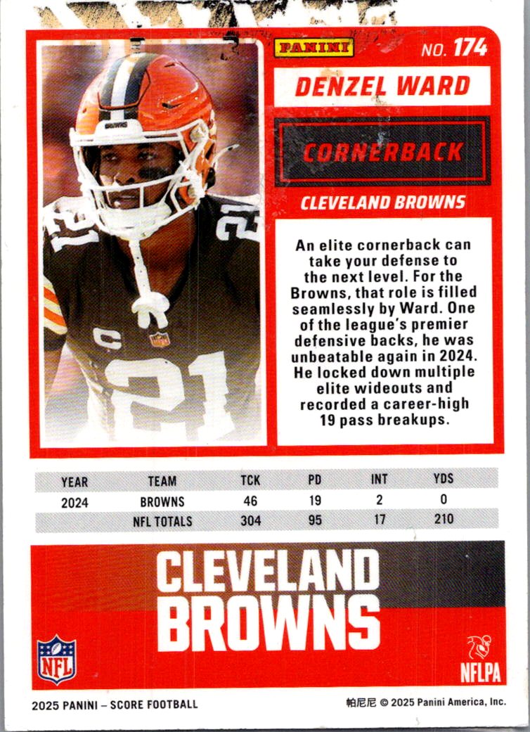 2025 Panini Score Denzel Ward #174 Orange /799
