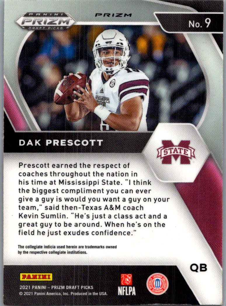 2021 Panini Prizm Draft Picks Dak Prescott #9 Green