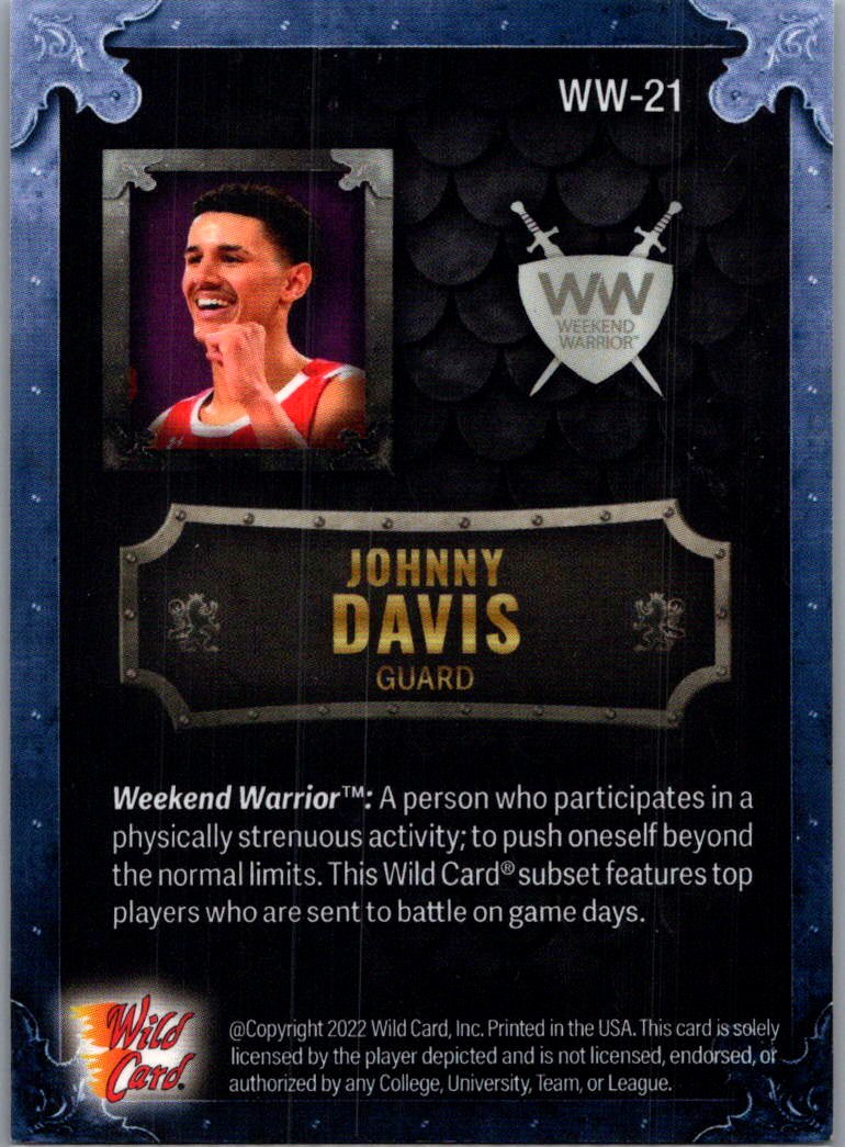 2022 Wild Card Matte Weekend Warrior Johnny Davis #WW-21 /100