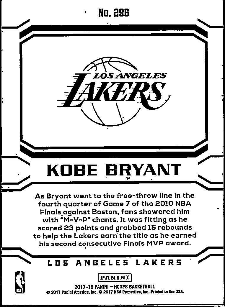 2017 Panini Hoops Kobe Bryant #296