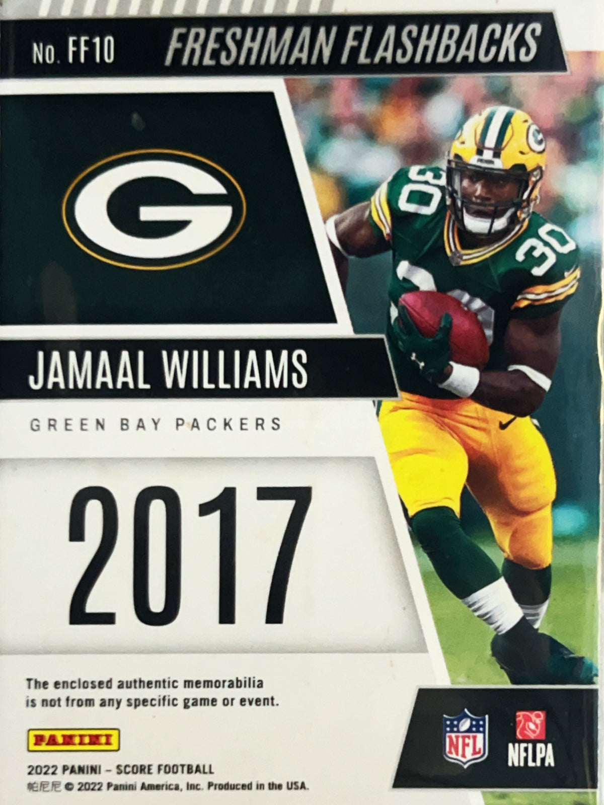 2022 Panini Score Freshman Flashbacks Jamaal Williams #FF10 Memorabilia