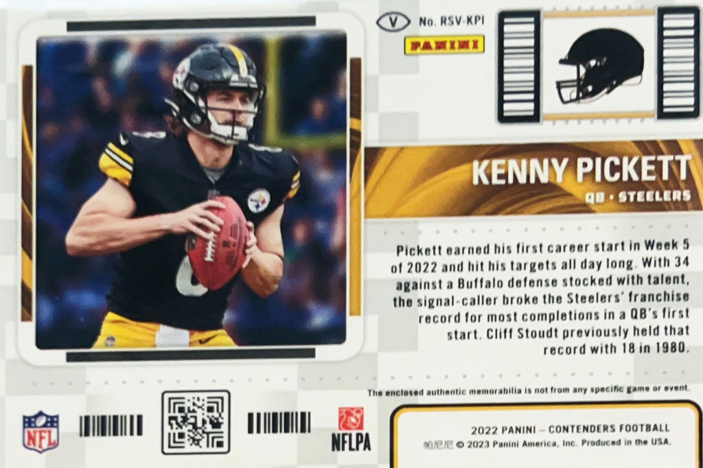 2023 Panini Contenders Football Kenny Pickett #RSV-KPI RC Memorabilia
