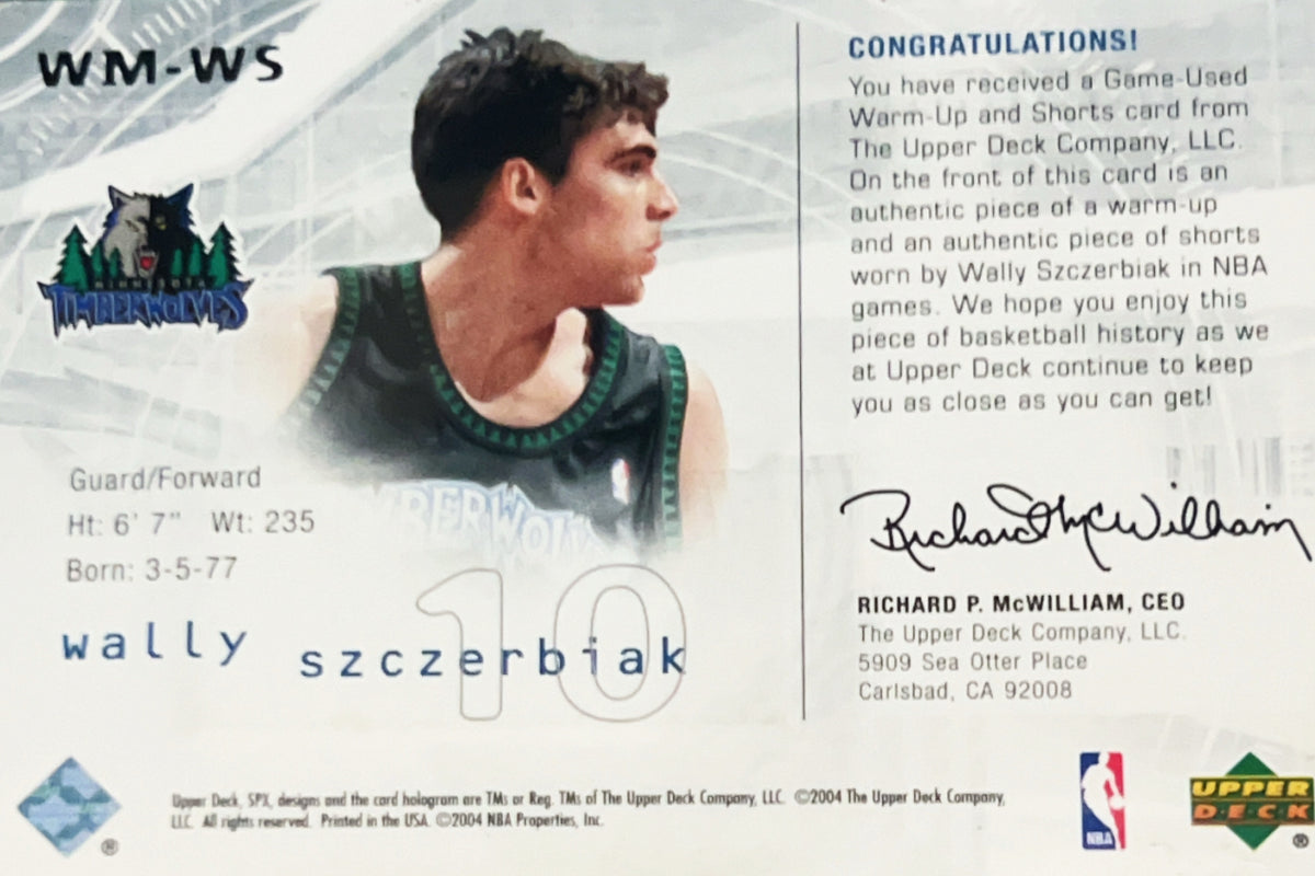2004 Upper Deck SPx Winning Materials Wally Szczerbiak #WM-WS Game Used