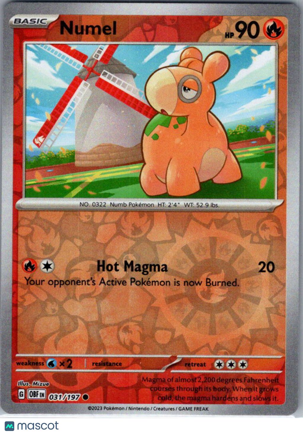 2023 Obsidian Flames Numel Reverse Holo #31/197