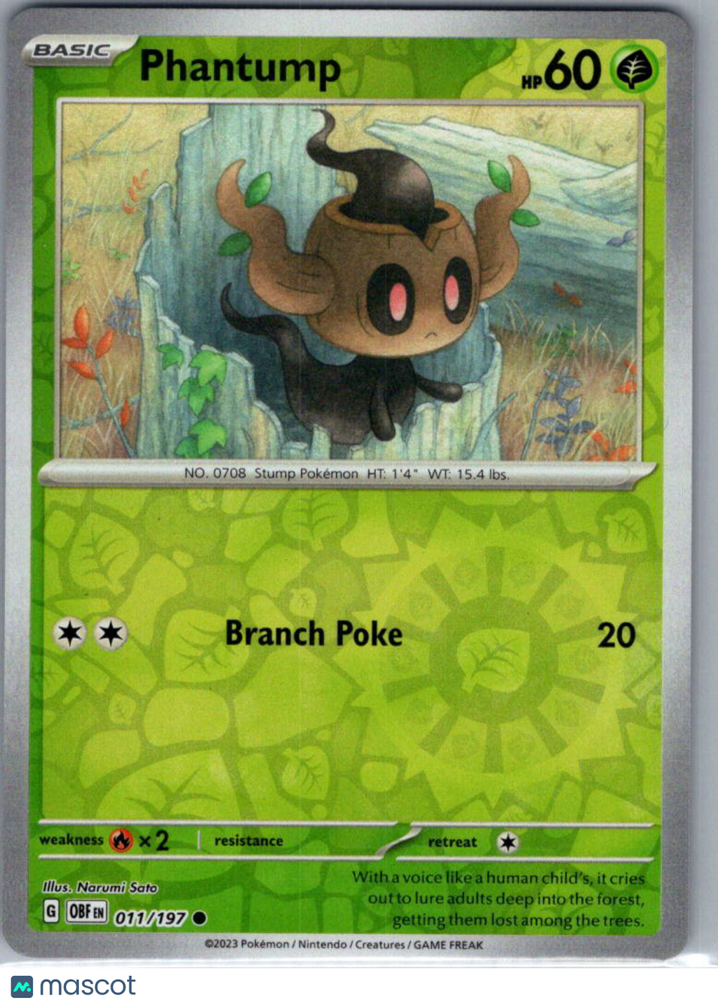 2023 Obsidian Flames Phantump Reverse Holo #11/197
